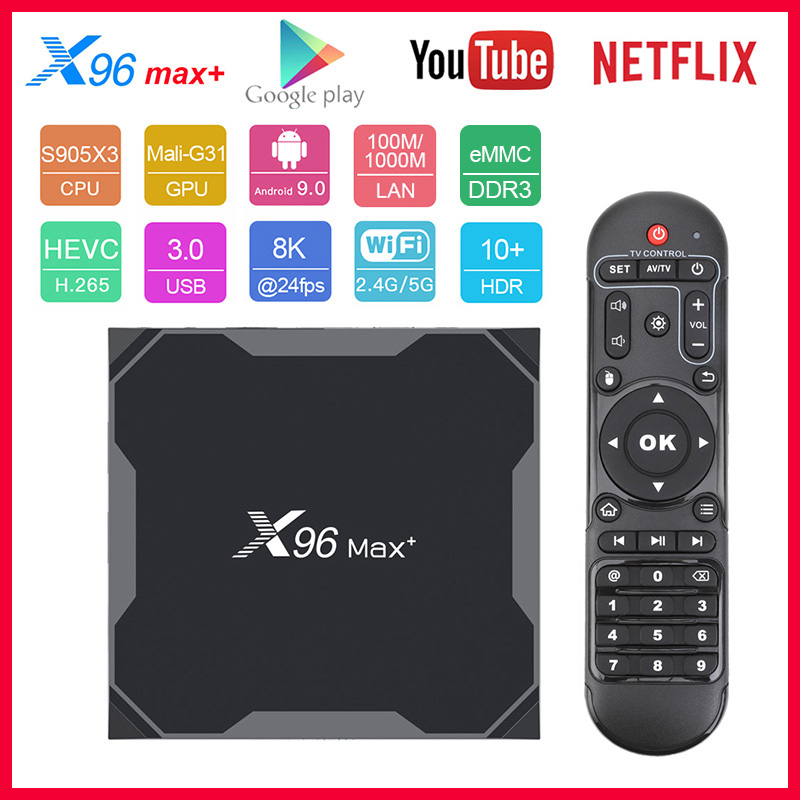 

X96max plus Android 9.0 Set Top Box Media Player S905X3 32GB 64GB 8K Video Player 2.4G 5G Dual Wifi 8K TV box Free Shipping from France