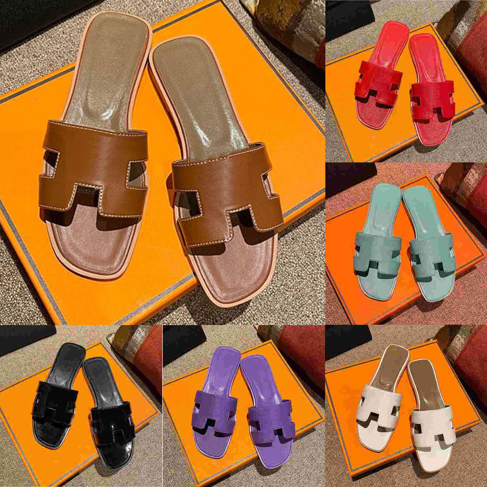 

TOP H Sandale famous designer women sandals black brown leather plat slippers 2023 pink white green beige luxury slides summer indoor outdoor beach sandales woman, Wg12 mini bow khaki