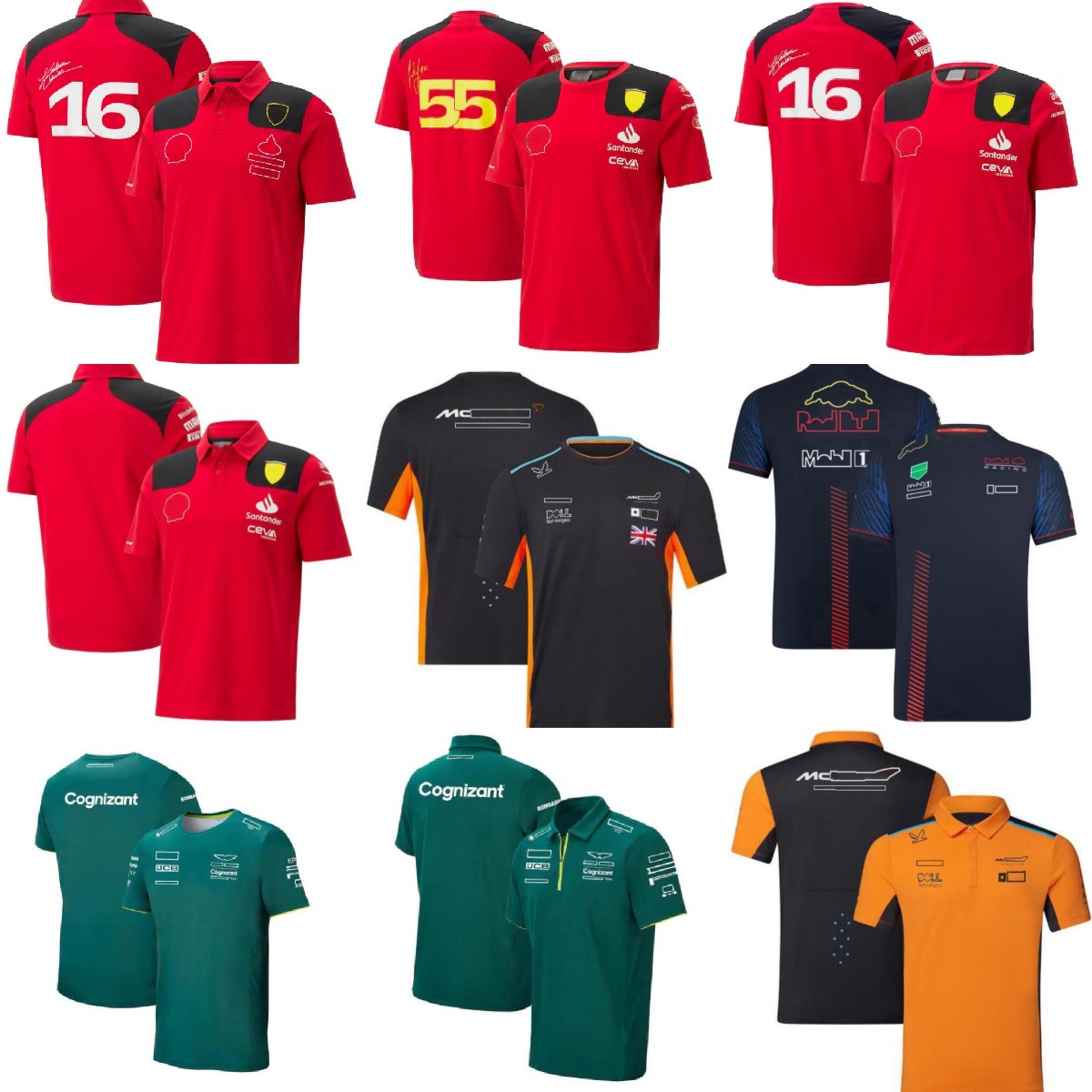 

S-5XL 2023 Formula 1 F1 Racing Aston Martin Sets Carlos Sainz Charles Leclerc Set Up Mclaren t-shirt Casual Breathable 23 Summer Car Logo Motorsport Team Jersey Shirts, White