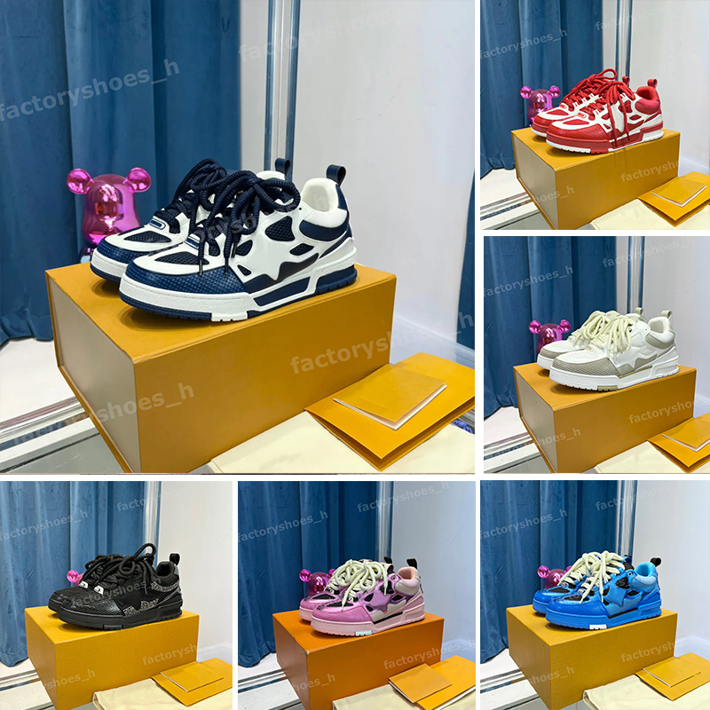 

Designer Casual Shoes Men Women SKATE Sneakers Rubber Platform Trainers Genuine Leather Sneaker Multicolor Lace-up Skate Shoes Fashion Running Shoes, Color12