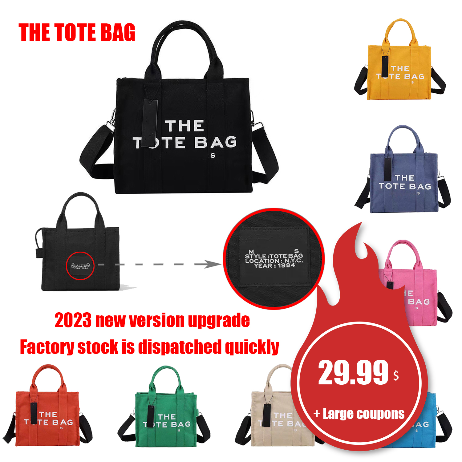 

MARC JOCOBS bag THE TOTE BAG Shopping Bags handbags Crossbody Shoulder marcjocobs Women Men Canvas clutch Casual travel purse lady hobo Beach fashion Large Capacity, Orange