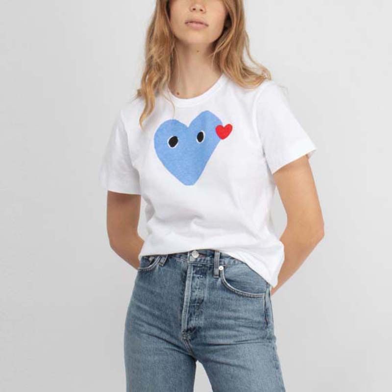 

2023 Fashion Mens T Shirt Designer Big blue Heart Shirt Casual Women Shirts High Quanlity TShirts Cotton Embroidery Short Sleeve Summer Tee