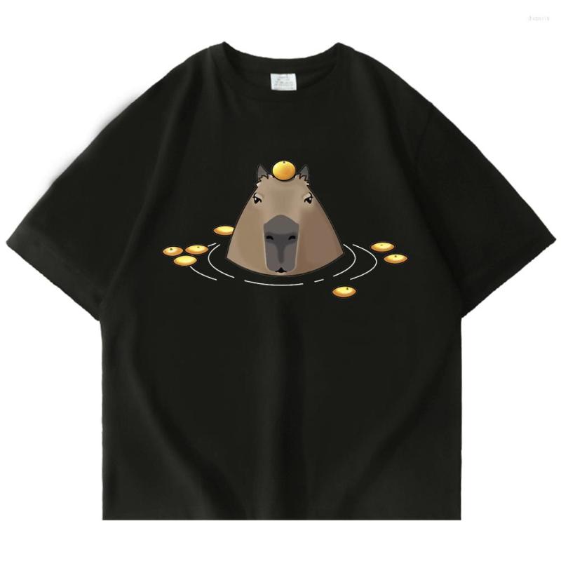 

Men's T Shirts Funny Cute Capybara Shirt Animal Anime Graphic T-Shirt Men's Women's Cotton Casual Tee Oversized Streetwear Tshirts, Yellow