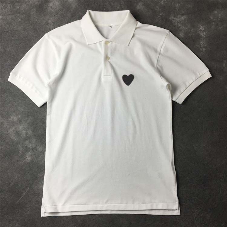 

Men's T-Shirts European American and Japanese Fashion Brand Classic white with black Heart Polo Shirt Short Sleeve Couple Embroidered Cotton Men and Women T-Shirts