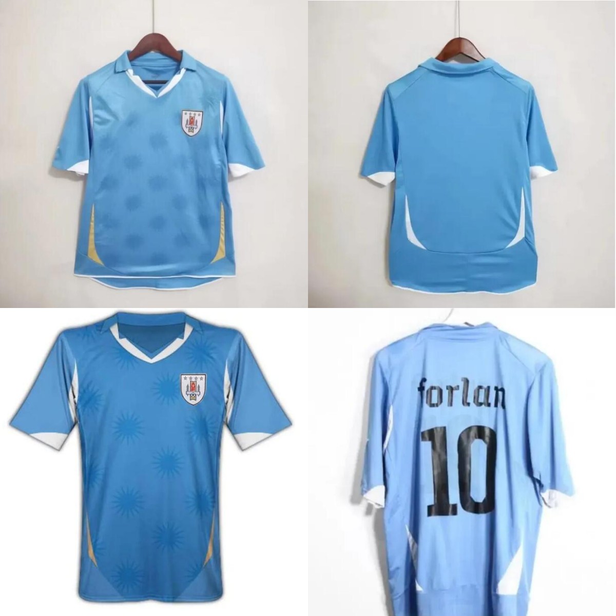 

2010 Uruguay Caceres retro jerseys 22 Lugano 2 Forlan 10 home, Blue