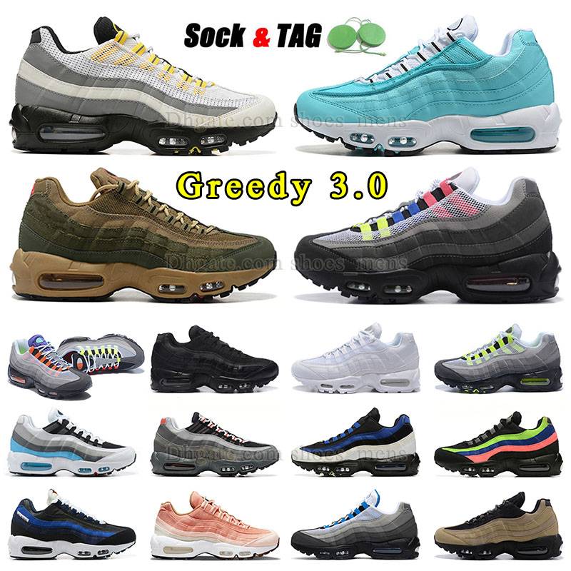 

95 OG 95s Running Shoes Mens Womens Fashion Athletic Mesh Ultra University Blue Greedy 3.0 Neon Olive Green Triple Black Casual Trainers Plat-forms OG95 Runner Sneaker, A10 40-46 og neon