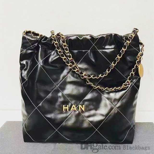

Womens Channel 22 Large Shopping Bags Calfskin Real Leather Large Capacity Silver Metal Hardware Matelasse Chain Shoulder Handbags With