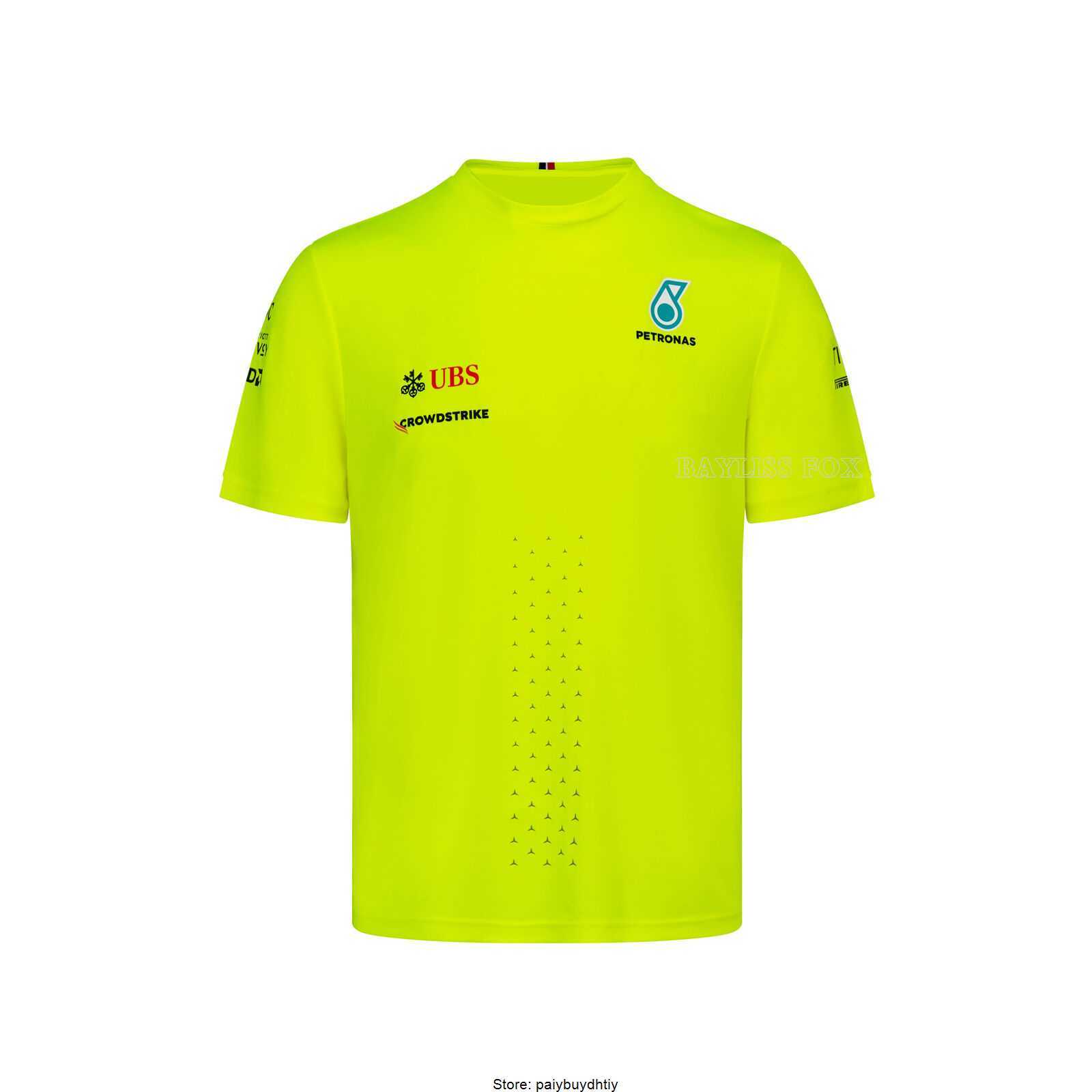 

2022 F1 Team Racing for Mercedes Benz T-shirt Petronas Formula One Men's Summer Quick Dry Breathable Green Do Not Fade Tee, Yellow