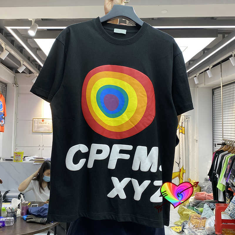 

Men's T-Shirts 2021 CPFM XYZ T-shirt Men Women Rainbow circle i love at the rally CPFM Tee CACTUS PLANT FLEA MARKET Tops Short Sleeve T230302, Black