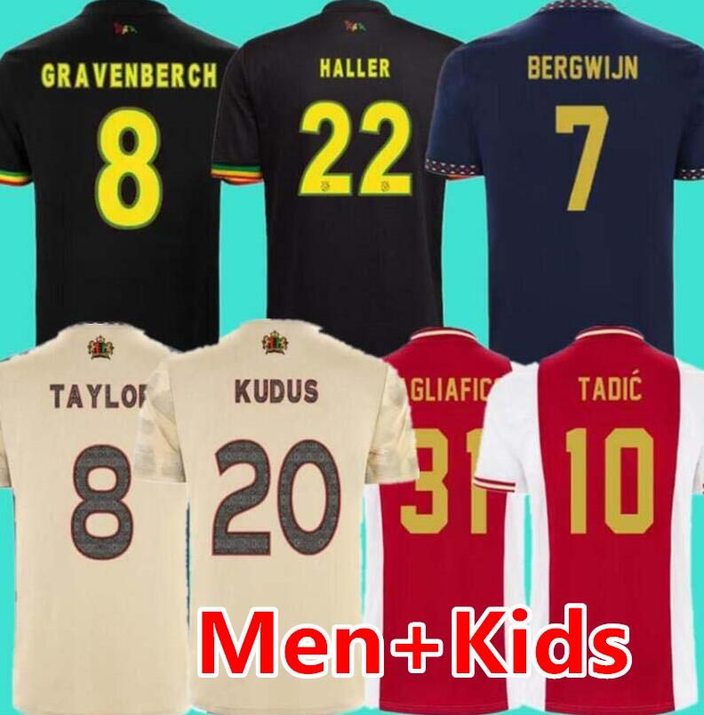 

21 22 23 TADIC Bob Marley Soccer Jerseys BERGHUIS HALLER Third black Kit BLIND KLAASSEN GRAVENBERCH 2022 2023 football shirts uniforms men kids 1501, 22 23 home aldult + patch