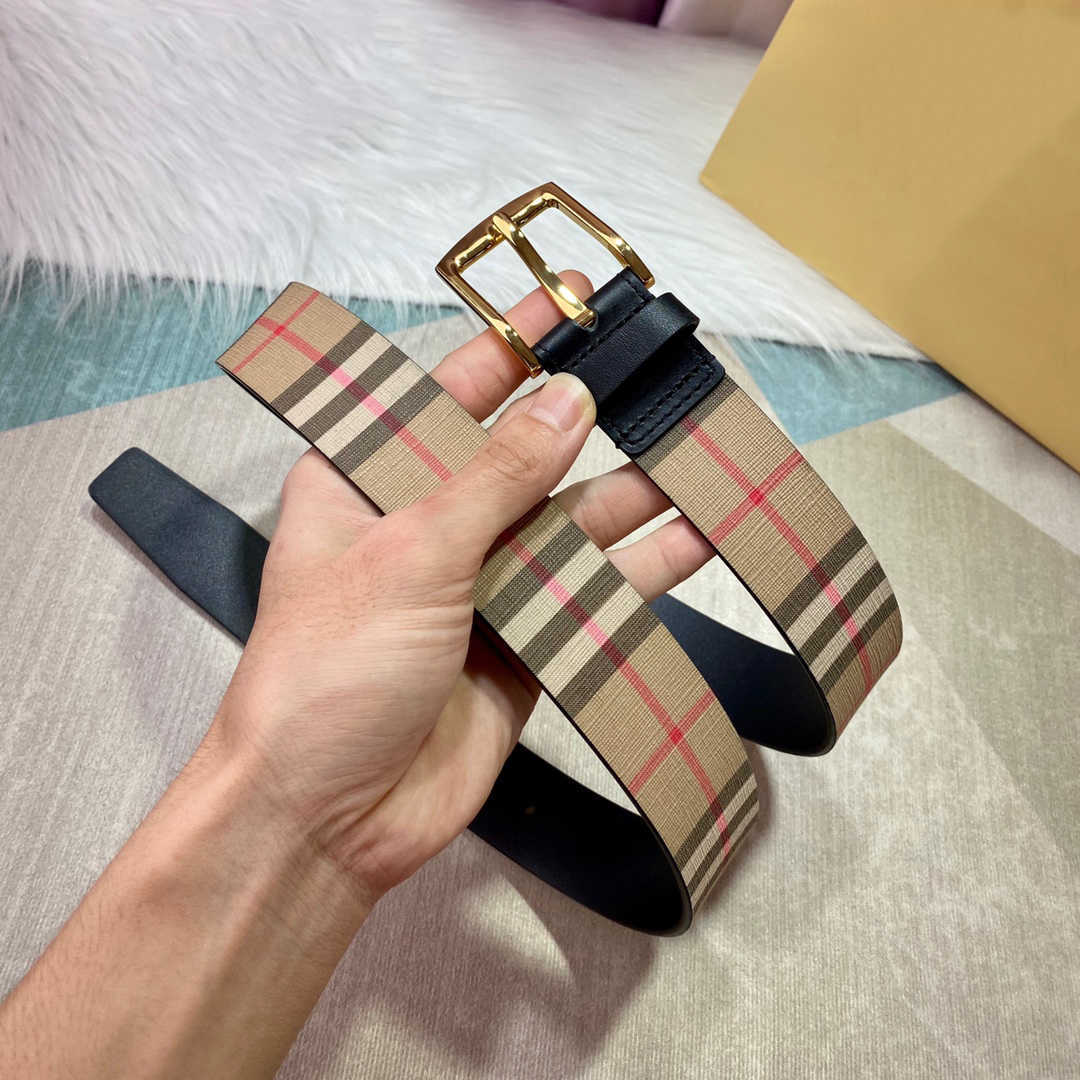 

Top Designer Belt Classic Vintage Plaid Environmental Canvas Patchwork Leather Belts Fashion Brand Men Women Needle Buckle Casual Belt Width 3.5cm, Gold