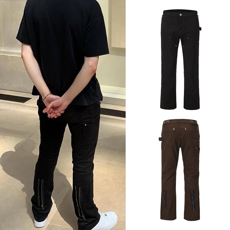 

Men' Jeans VK Custom-made Wash Jeans Hip-Hop High Street Men Women Couple Leg Opening Zipper Flare1, Black