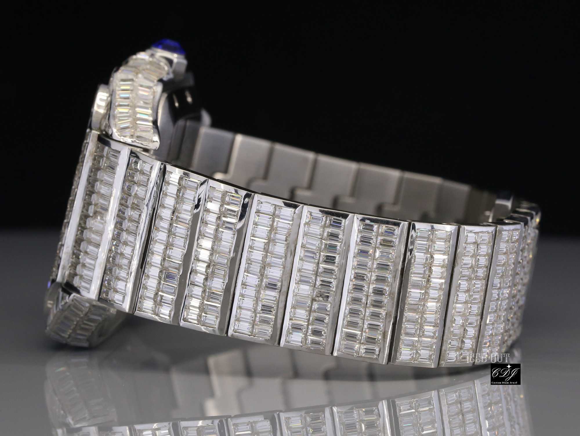 

Trending y Iced Out Handset Baguette Moissanite Studded Diamond Watch Automatic Movement Stainls Steel Hip Hop Watch5PQ394VB