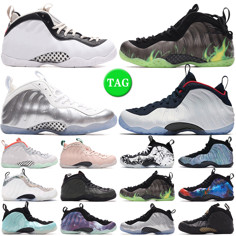 

foamposite one basketball shoes penny hardaway Anthracite Chrome White Galaxy Island Green Pure Platinum Silver White mens trainers outdoor sneakers, #5