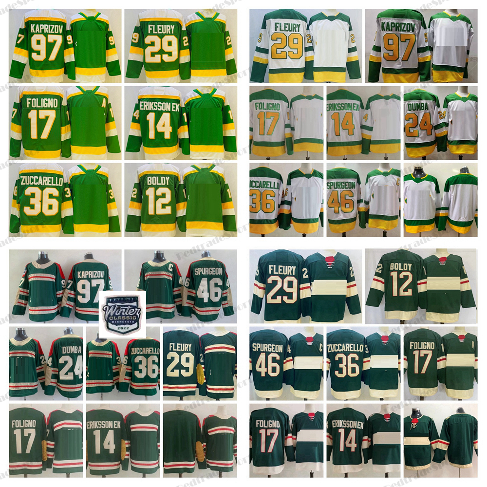 

2023 Reverse Retro Hockey Jerseys Winter Classic Kirill Kaprizov Marc-Andre Fleury Dumba Mats Zuccarello Marcus Foligno Joel Eriksson Ek Jared Spurgeon Matt Boldy, 2021 reverse retro