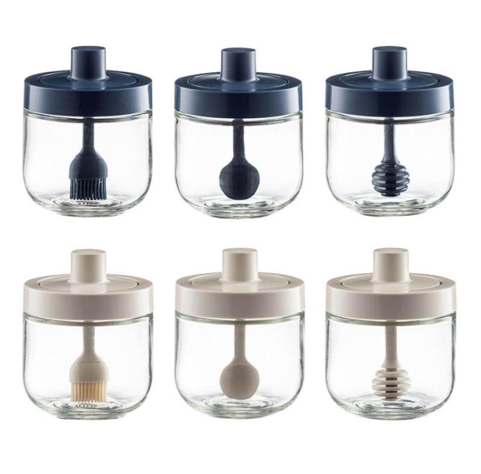 

Storage Bottles Jars 300ML Spice Jar Sealed Cruet Condiment Glass Seasoning Bottle For Spices Pepper Salt Kitchen Brush Spoon St2419398