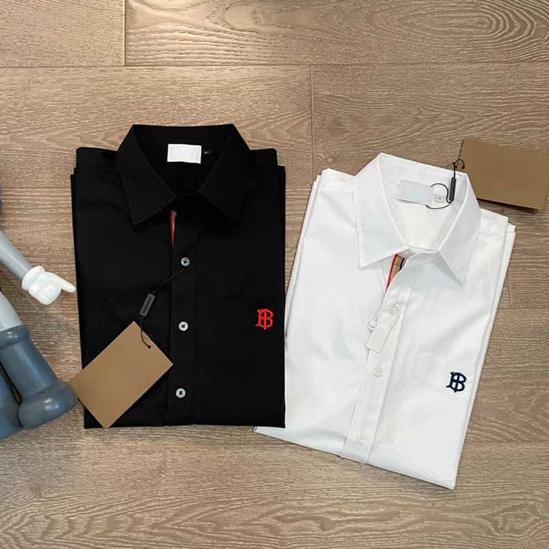 

Mens casual shirt tb embroidered Shirt burb designer jacket men women long-sleeved shirts lapel business thin cardigan, White-1