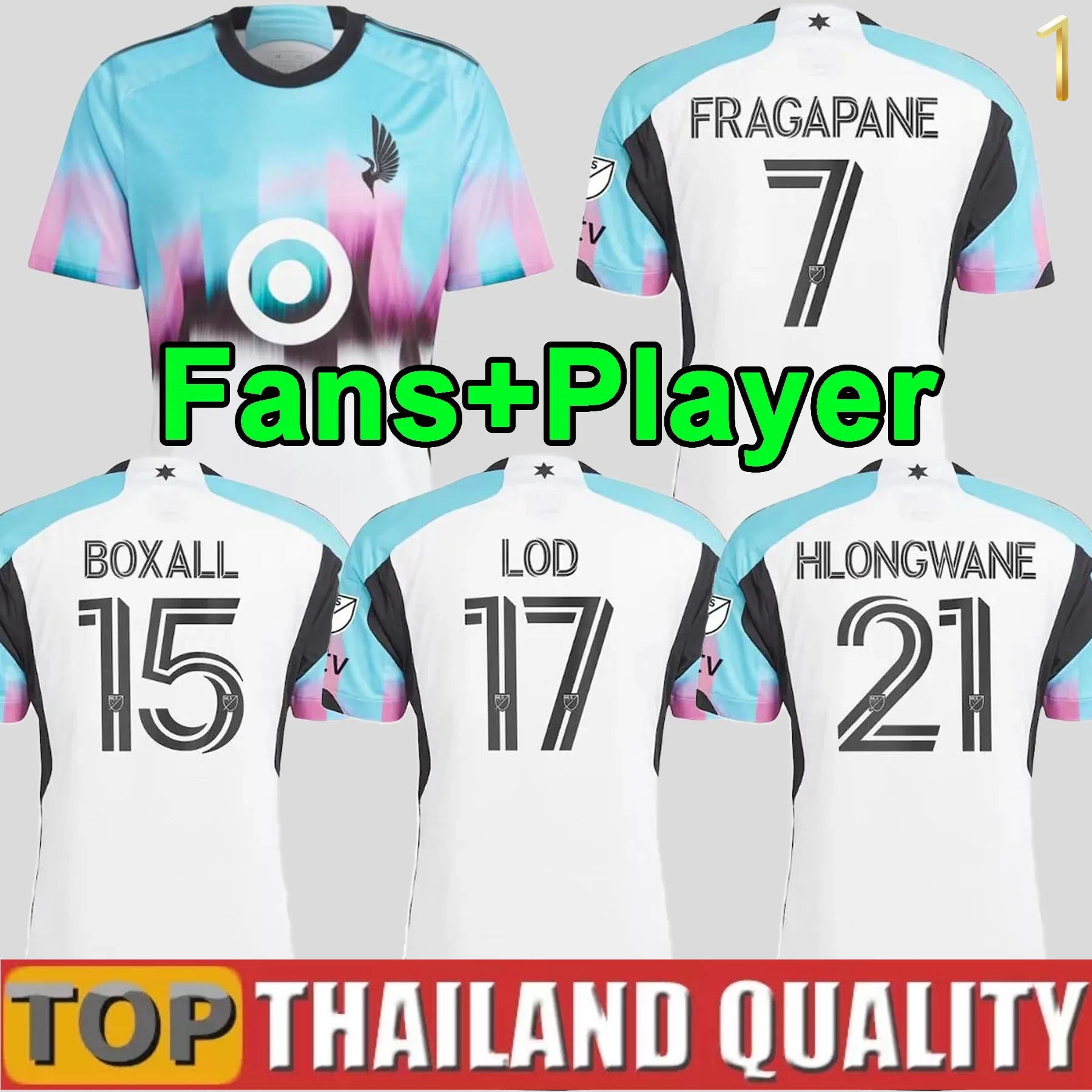 

2023 MINNESOTA FC UNITED SOCCEr jerseys away LOD 17 BOXALL 15 HLONGWANE 21 FRAGAPANE 7 23 24 jersey football shirts adult man top MLS blue and white color, 23 24 away player