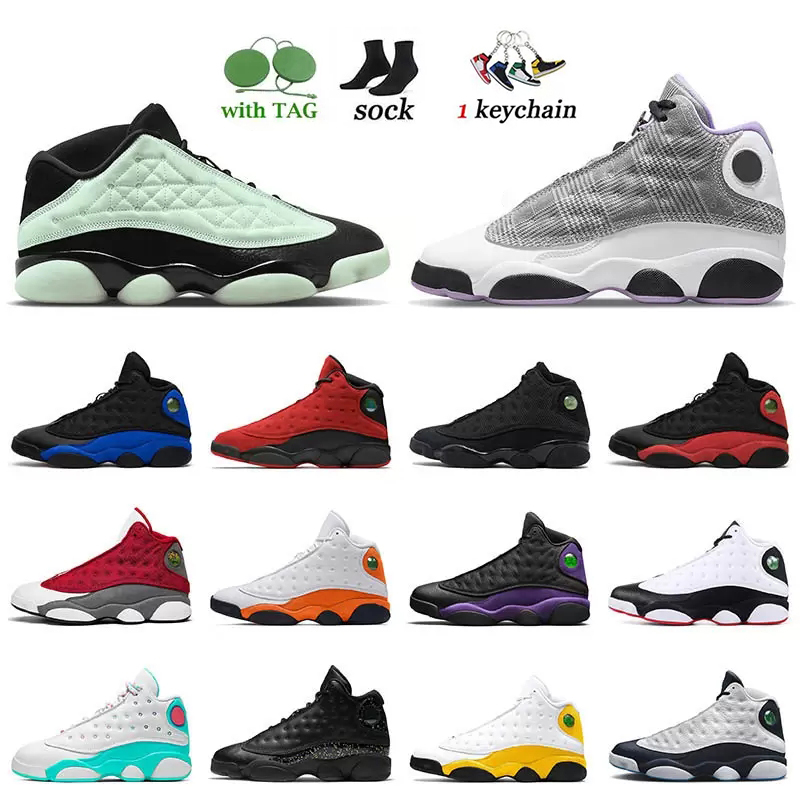 

2023 Men Basketball Shoes 13s French Blue Del Sol Obsidian Black Cat Hyper Royal Bred Starfish Cap and Gown 13 trainers sports sneakers, #7 black cat
