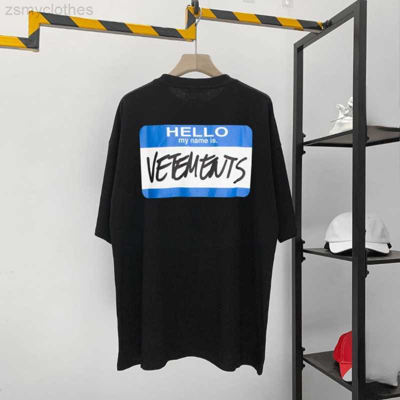 

Men' T-Shirts High Quality VETEMENTS Men T-shirt 1 1 VTM HELLO MY NAME IS Women Shirts Vetements Limited Edition Short Sleeve