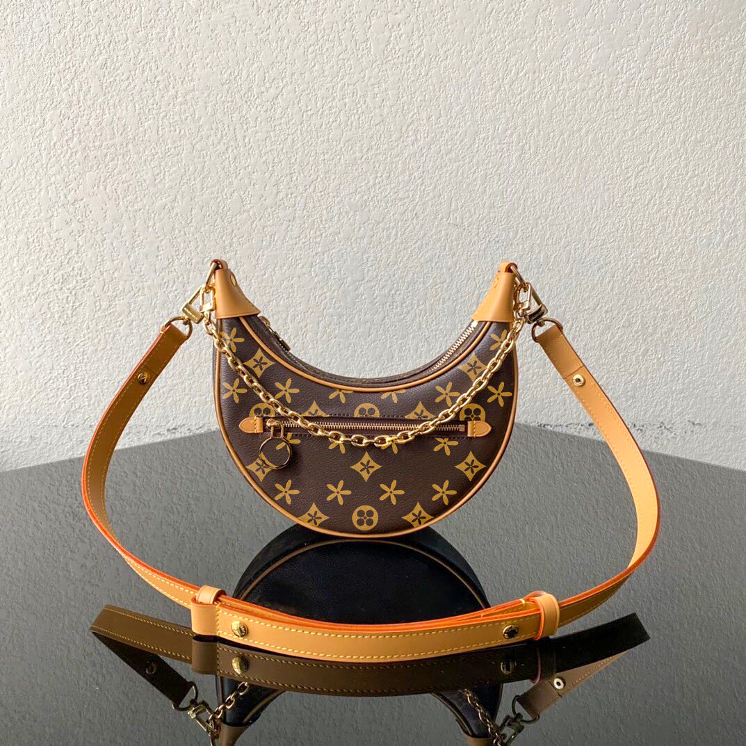 

LOOP half moon baguette Bag Luxury tote handbag real leather classic old flower clutch M81098 Designer Women's men two shoulder straps Metal fittings crossbody Bags, Mon0gram