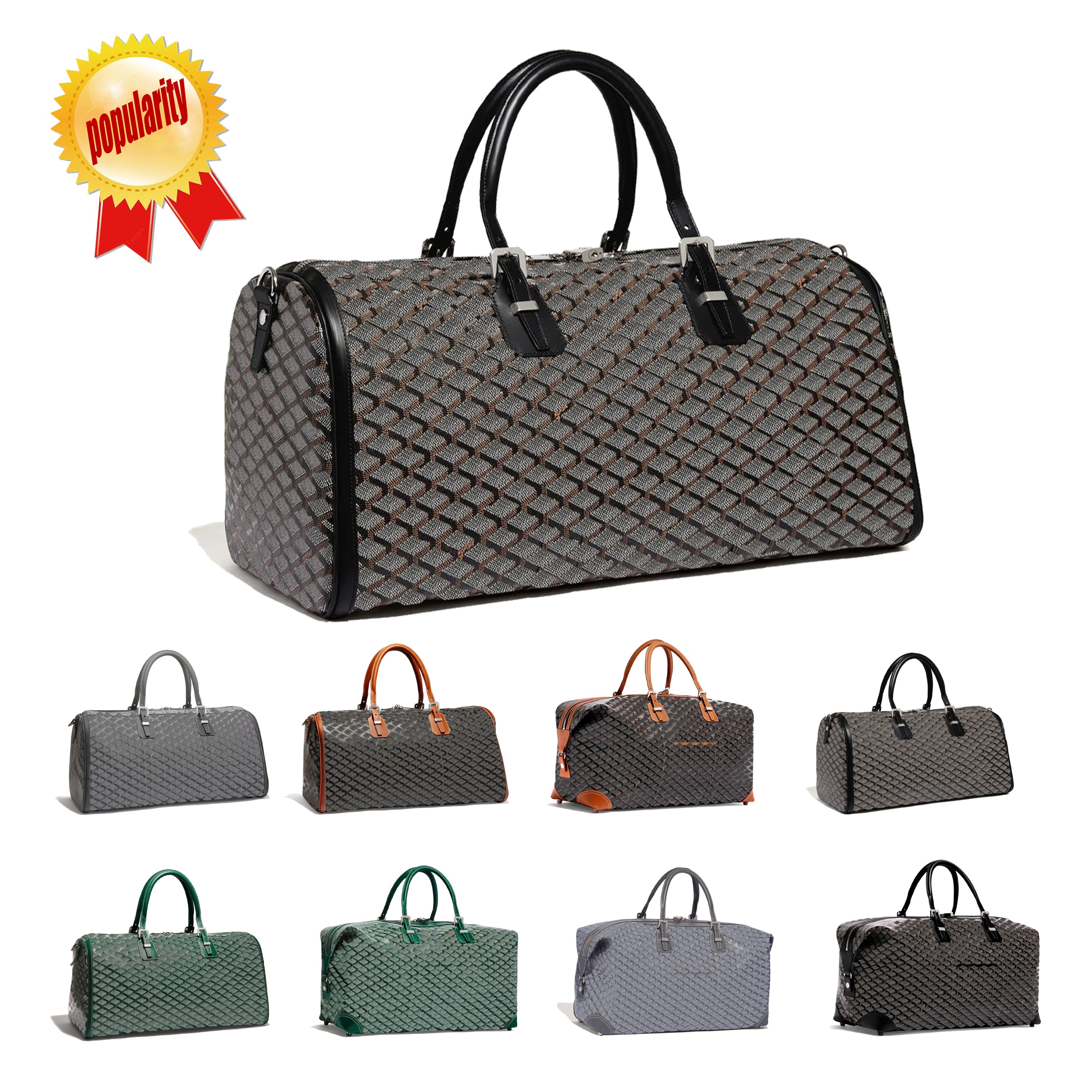 

Travel Portable Duffel World Cup Organization Bag Luxury Designer GY Boeing Keep All large capacity duffel bag Women's men's handbag leather Tote Shoulder reclining, Black+brown-55 cm