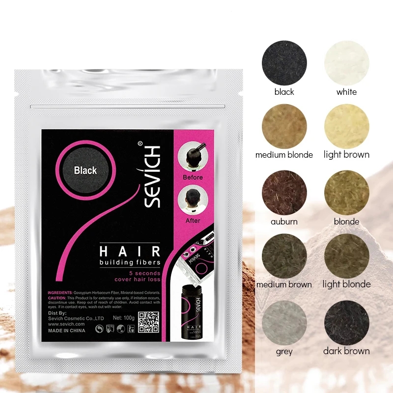 

10 Colors Hair Building Fiber 50g Refill Bag Styling Powder Cover Loss Area