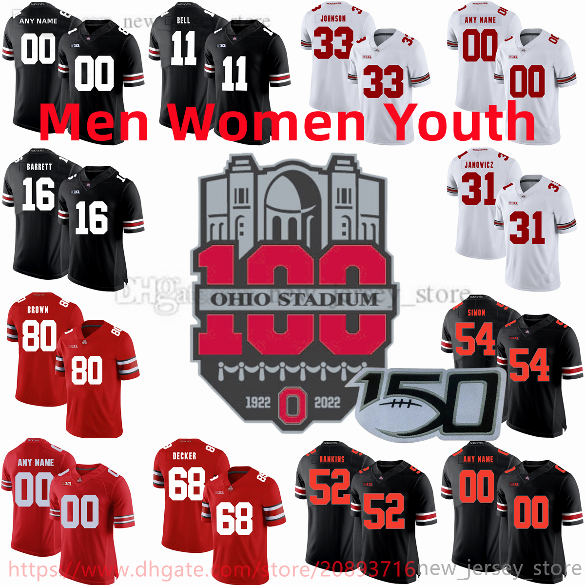 

Custom -6XL NCAA College Ohio State Buckeyes Football Jerseys 44 J.T. Tuimoloau 33 Jack Sawyer 4 Julian Fleming 77 Paris Johnson Jr. 11 C.J. Hicks 2 Emeka Egbuka Sonny Styles, Patch please message