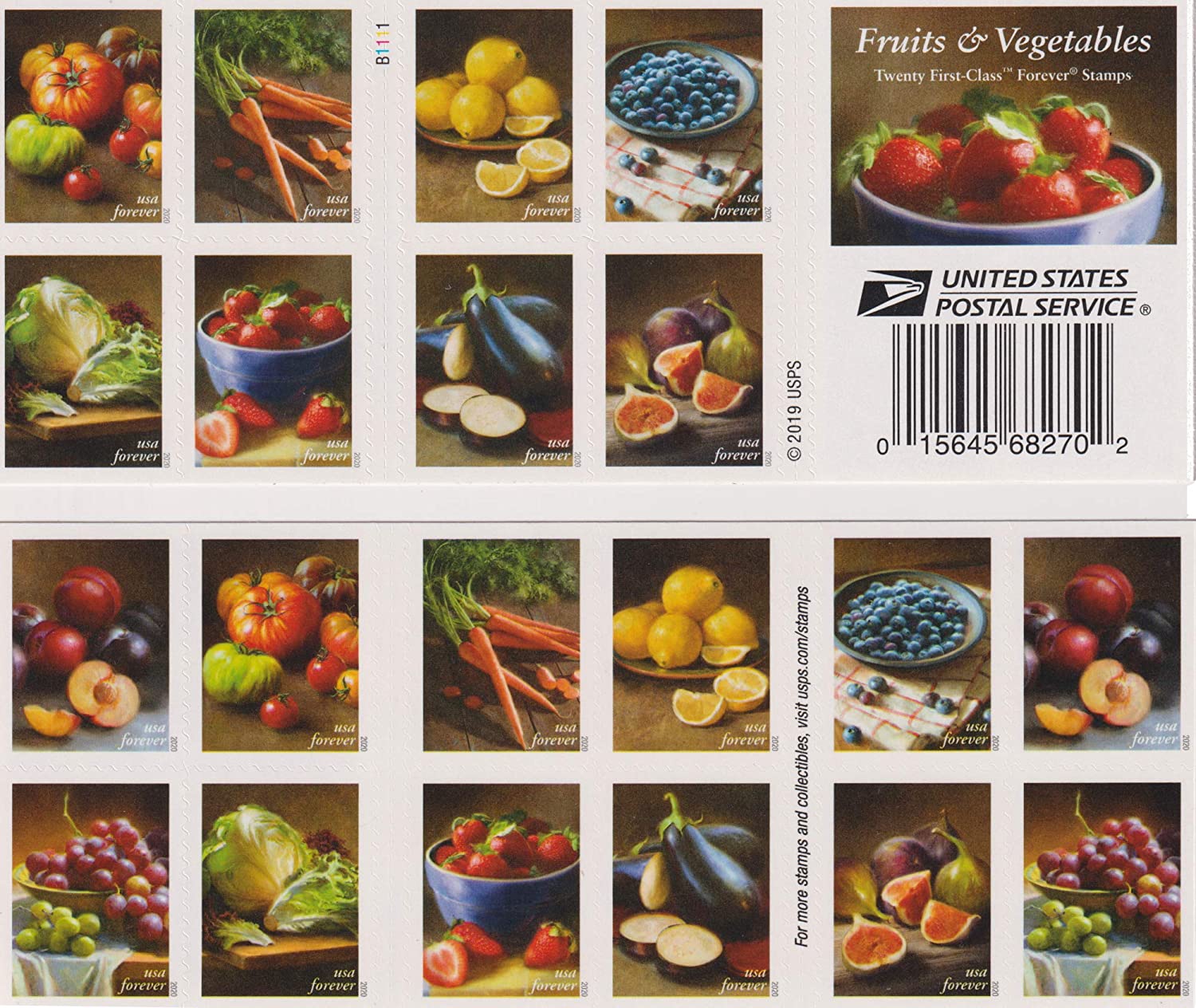 Fruits and Vegetables Forever U.S. Booklet of 20 1st Class-image-846154715