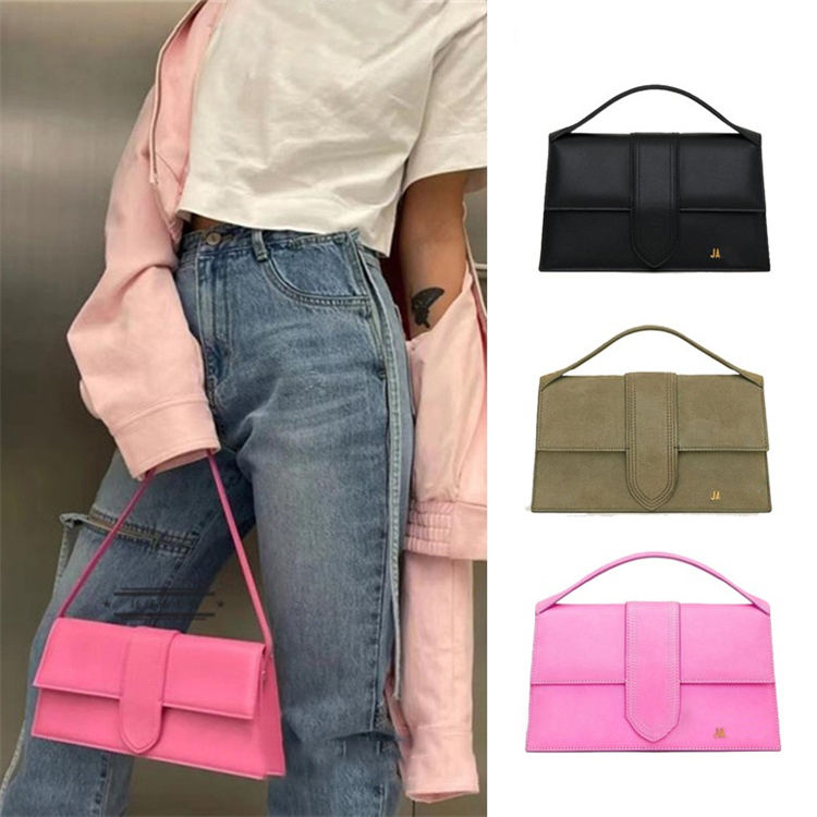 

Designer famous Luxury handbags Shoulder Bags baguette classic jacquemu Le Bambino Leather Bag womens mens envelope totes flap clutch bag, Grey