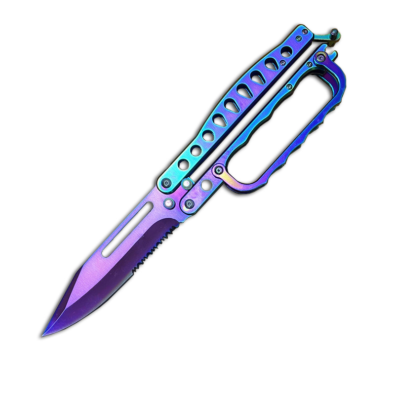 

Folding 12Inch Knuckle Knife Trench Tactical Combat butter trench knife Balisong Black