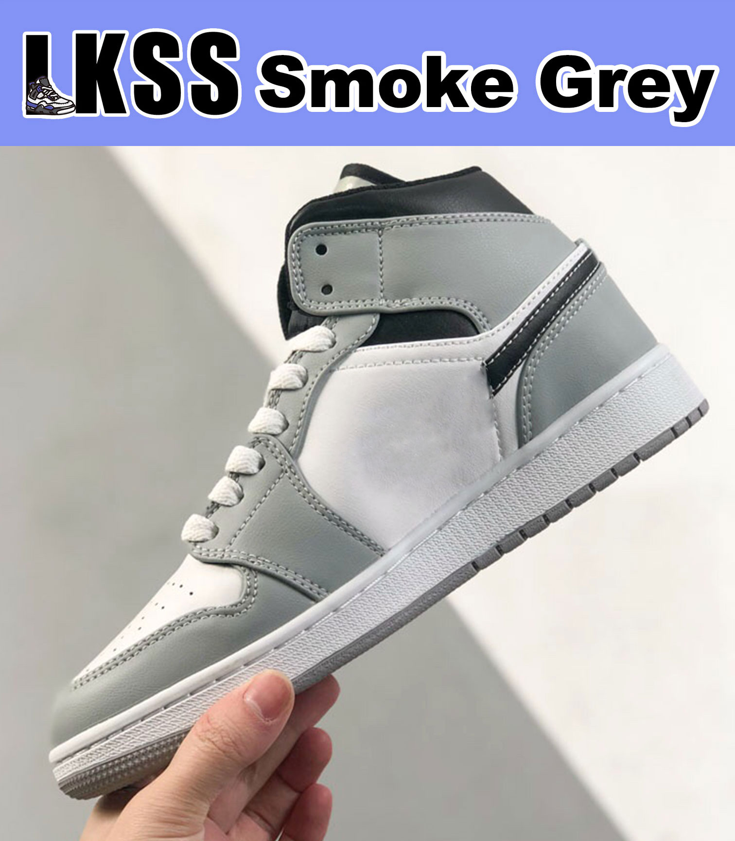 

LKSS Smoke Grey Jumpman 1 1s Shoes OG Mens Basketball Sneaker Sports Sneakers, As pic