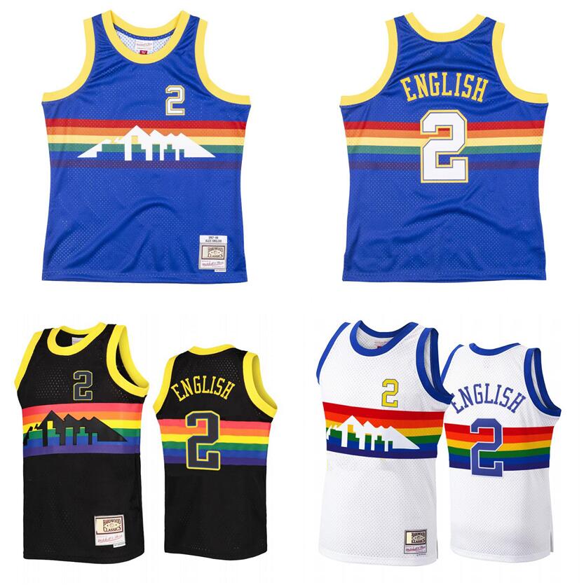 

Alex English Basketball Jersey S-6XL Mitchell Ness jersey 1991-92 men women youth retro jerseys, Stitched jersey