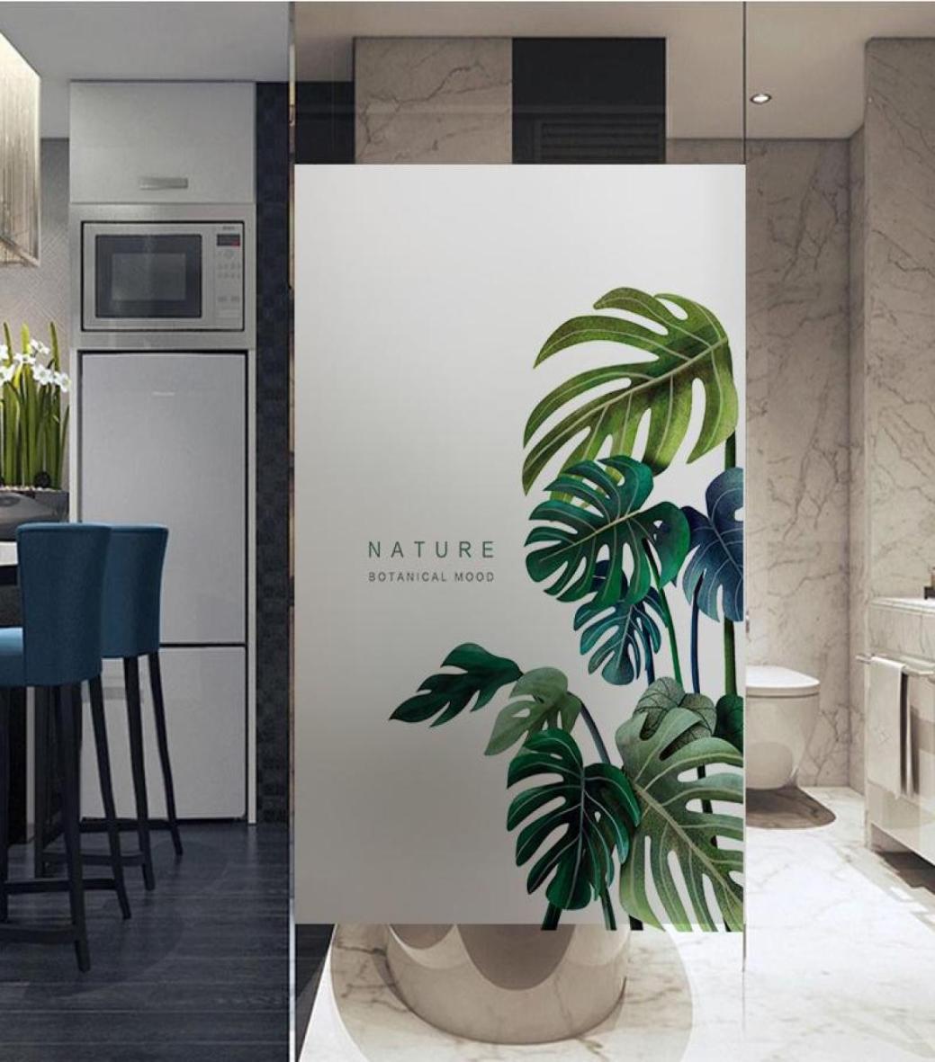 

Window Stickers No Glue Green Film Frosted Privacy Glass Door Sticker Home Decor Digital Print Plants YYLZ10034451025