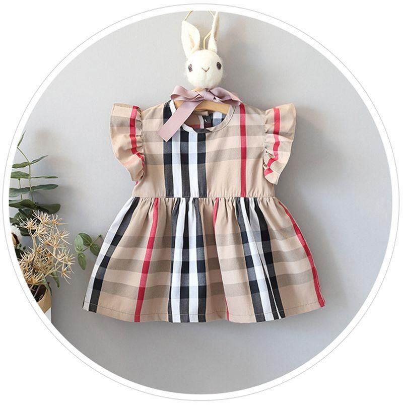 

Kids Clothes Girls Fashion Dresses Summer Baby Girls Plaid Striped Newborn Girls Summer Dress Children Princess Baby Dress, Pink