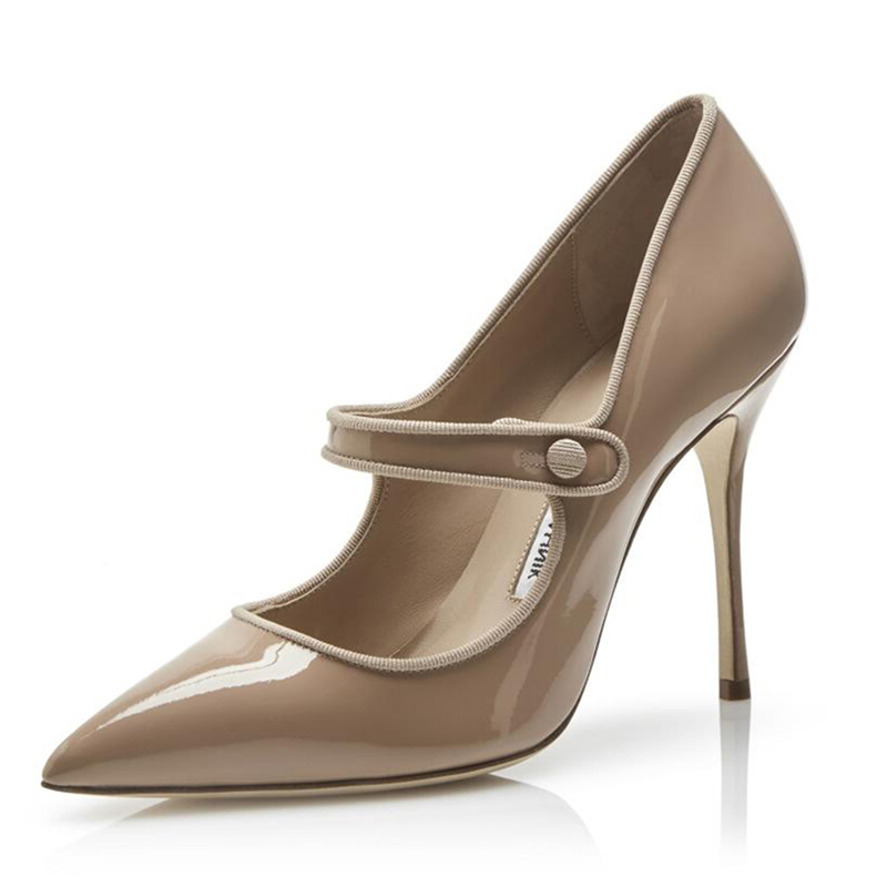 

Fashion Summer Women Pumps Sandals Hot Popular So Me 100 mm Italy Slim Lady Black Khaki Leather Peep Toe Straps Rivets Design Wedding Party High Heels Sandal Box EU 35-43, #2