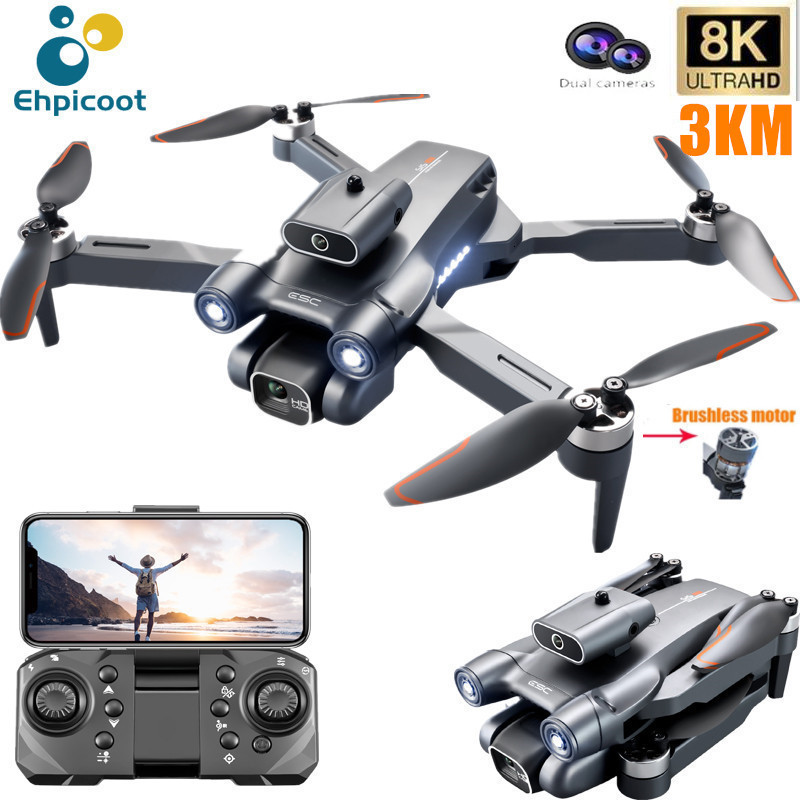

ElectricRC Aircraft S1S Drone 8K Dual HD Camera Obstacle Avoidance WIFI FPV Optical Flow Brushless RC Dron Foldable Quadcopter 3KM 230303, White
