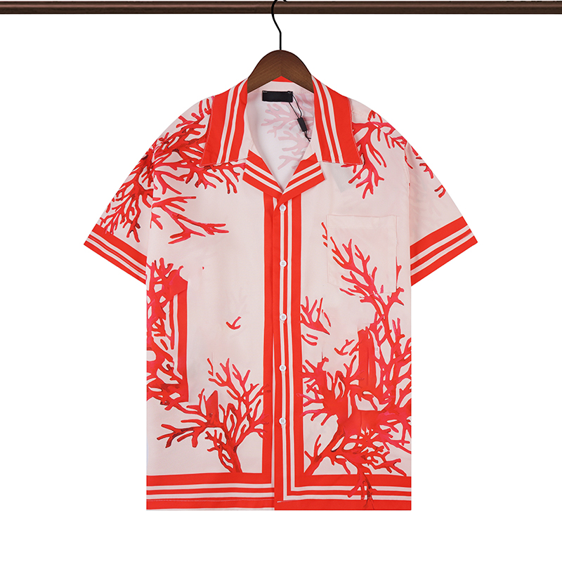 

Designer's top casual cotton breathable shirt casual fashion men's printed polo spring and autumn new fashion trendQ169, Red