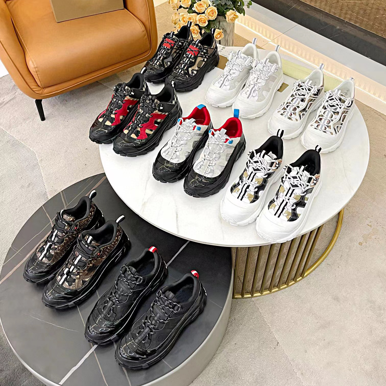 

Men Shoes Designer Sneakers Brand Check Shoe Classic Platform Sneaker Print Striped Trainer Vintage Suede Trainers