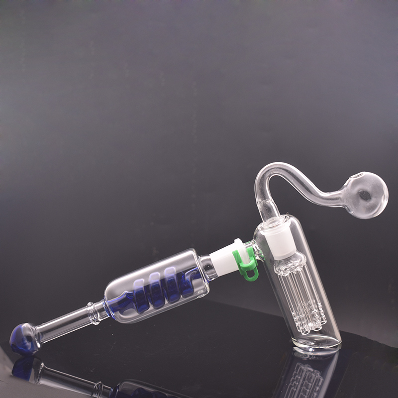 

Big Size Hammer Glass Oil Burner Bong 6 Arm Percolator Spiral Filter Portable Banlancer Smoking Pipes Bubbler Recycler Ice Catcher with 14mm Male Glass Oil Burner Pip