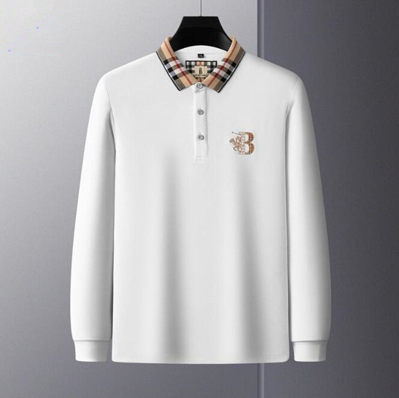 

Wholesale 2023 autumn and winter Men's Polos 100% Cotton Polo Shirt Long Sleeve Tee Embroidered Fall Business Casual Lapel Fashion Top Soft M-4XL 6698#, Lavender