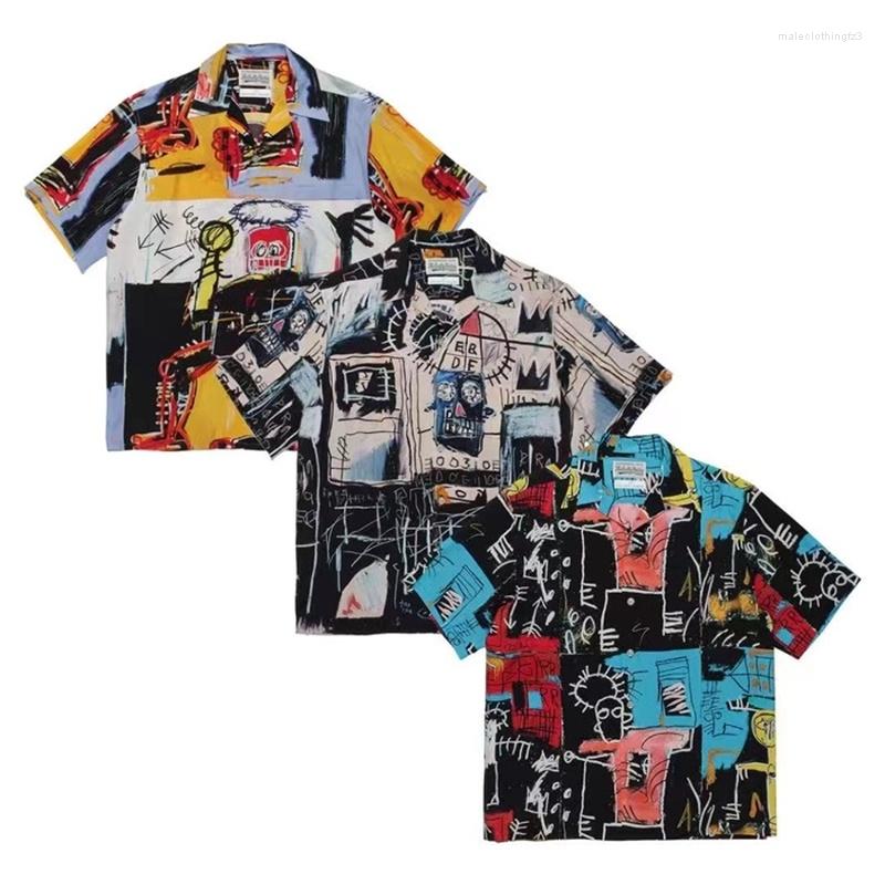 

Men' Casual Shirts Good Quality Graffiti WACKO MARIA Fashion T Shirt Men 1:1 Oversized Hawaii Women Mens Clothing