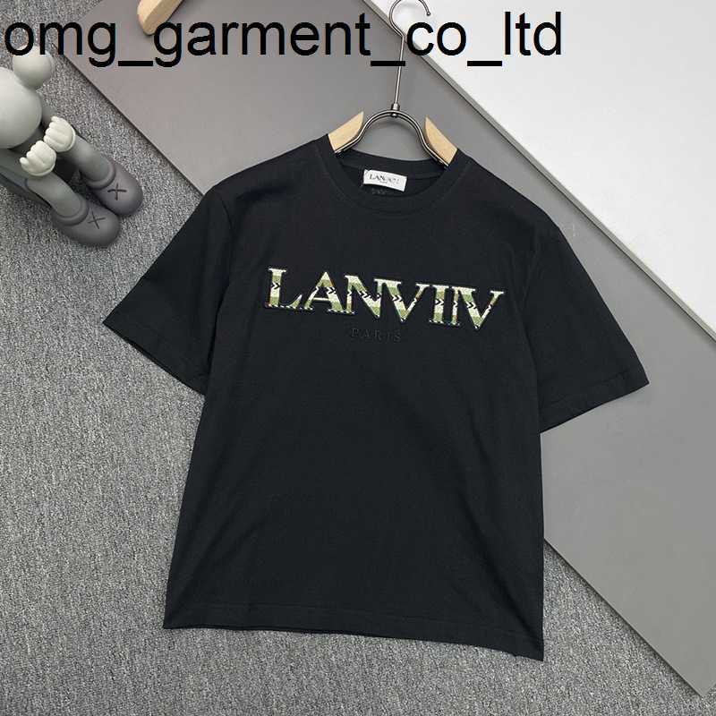 

designer new men' embroidered T-shirt round neck letter home Lanvin version trend Paris men' women' sleeves short, White