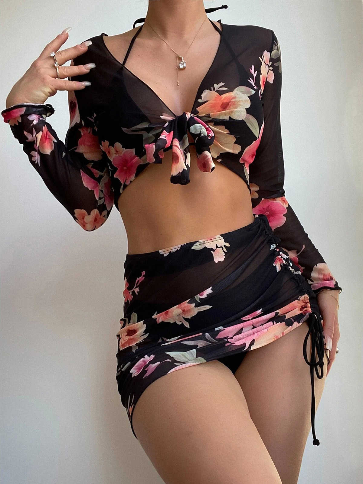 

3 Pieces Bikinis 2023 Sexy Women Swimsuits Female Swimwear Micro Thong Brazilian Bikini Set Biquini Bathing Suit Beachwear
