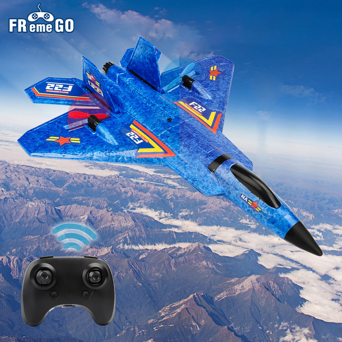 

Electric/RC Aircraft RC Plane F22 raptor Helicopter Remote Control aircraft 2.4G Airplane EPP Foam plane Children toys 230303, F22 blue 1 battery