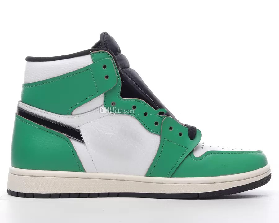 

2023 Top Authentic Quality Jumpman 1 HIGH OG Basketball Shoes Lucky Green White Sail Black Sports Outdoor Sneakers Send With Box, White green