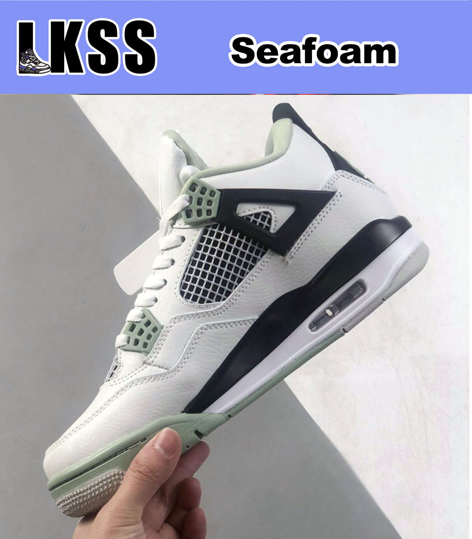 

LKSS Sea Foam Jumpman 4 4s Shoes OG Mens Basketball Sneaker Sports Sneakers, As pic