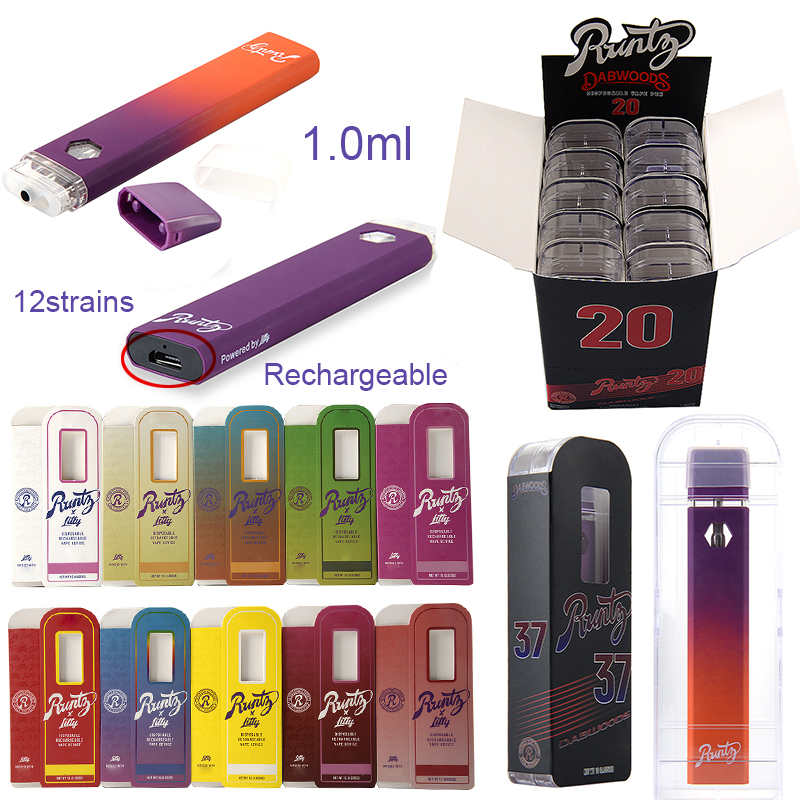 

Runtz X Litty Rechargeable Disposable Vapes Pens E cigarettes Dabwoods Runty Vape Device 1.0ml 280mah Battery Empty