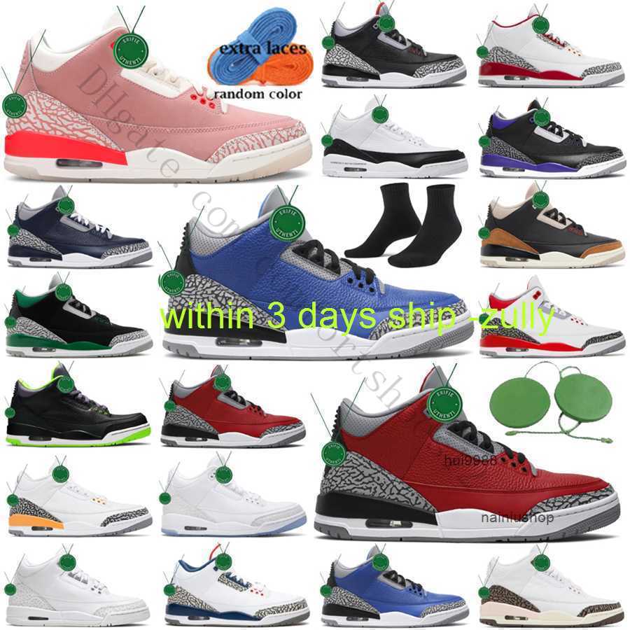 

3 days ship Air off 3 Basketball Shoes Men Women jorda jordens 3s Tinker Oregon Ducks Rust Pink UNC Oreo White x Cement Black Cat Cardinal Red True with no box, Color # 13