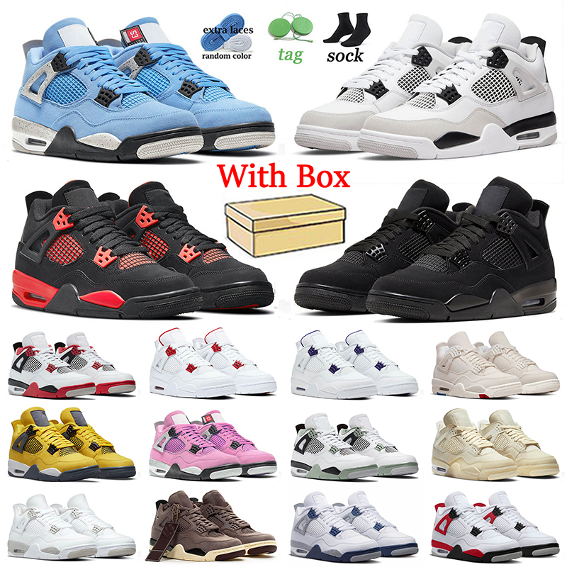 

Jumpman 4 Basketball Shoes University Blue Military Black Cat Red Thunder Fire Canvas Seafoam Sail Offs White Mens Women Jordan4s DHgate Retro Sneakers Trainers, A57 40-47 low legend blue